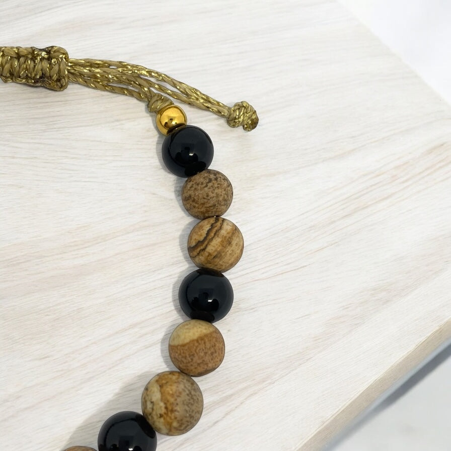 Bracelet homme - Jaspe mate, Onyx