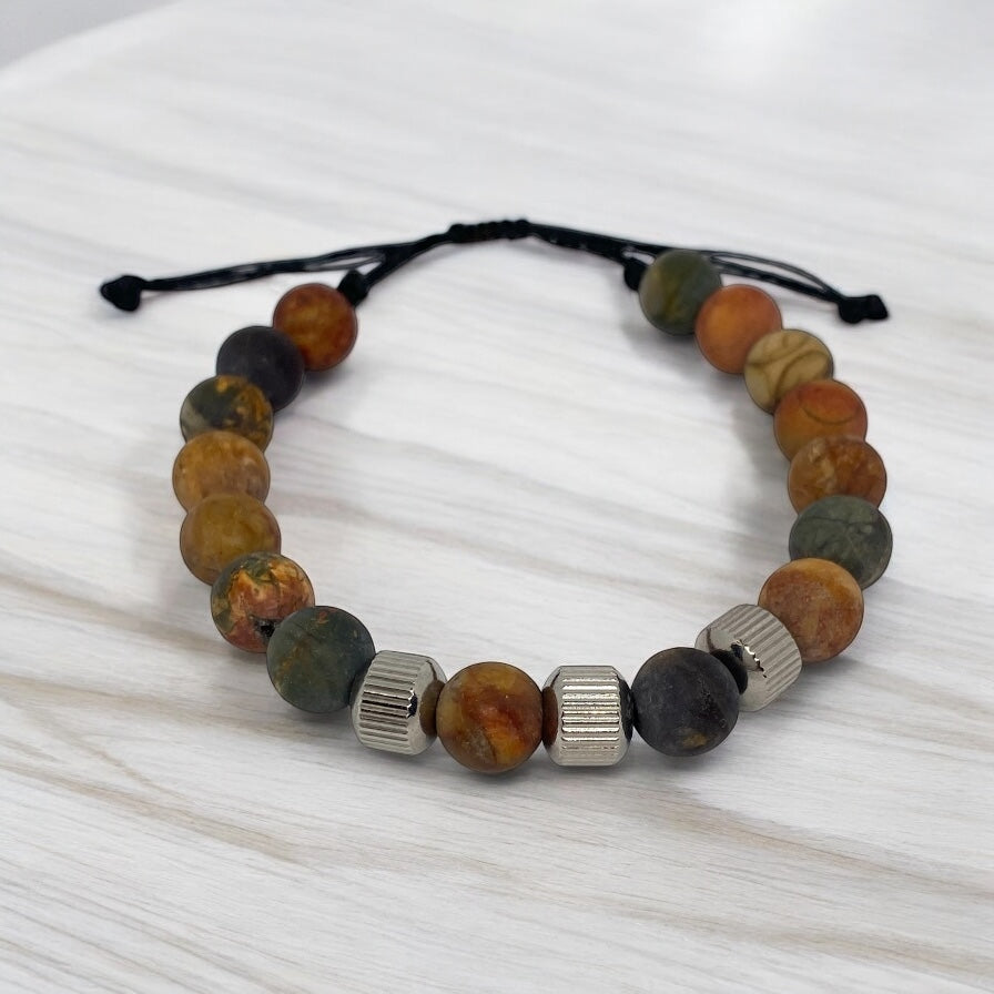 Bracelet homme - Jaspe mate, Acier