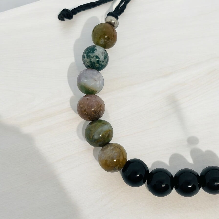 Bracelet homme - Agate, Onyx, Acier