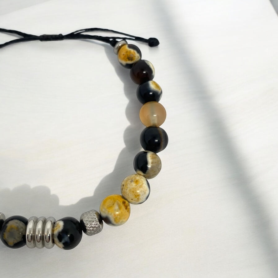 Bracelet homme - Agate Feu, Acier