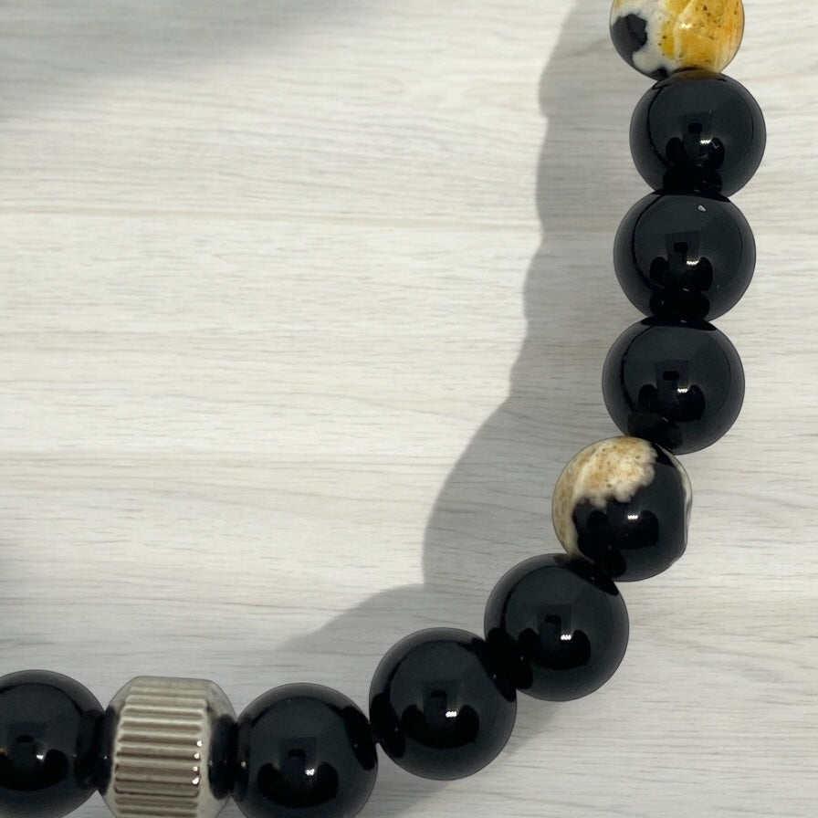 Bracelet homme - Onyx, Agate, Acier