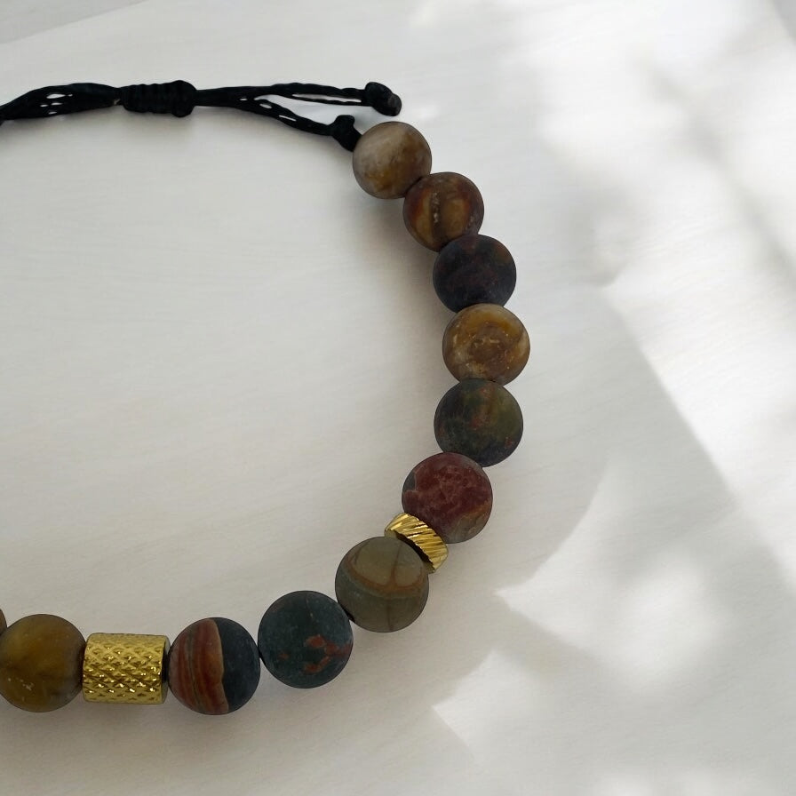 Bracelet homme - Jaspe mate, Acier