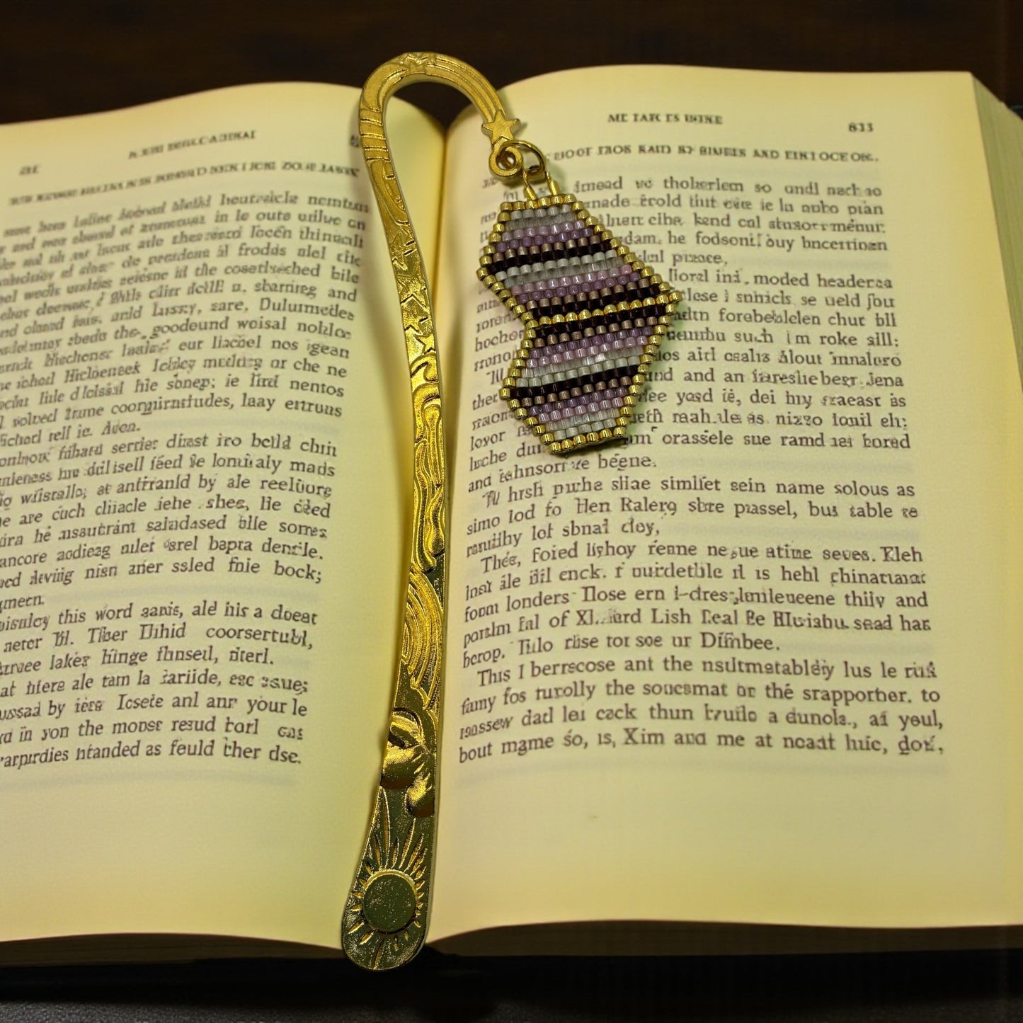 Marque-page coeur tons rose et doré