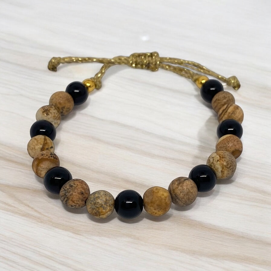 Bracelet homme - Jaspe mate, Onyx