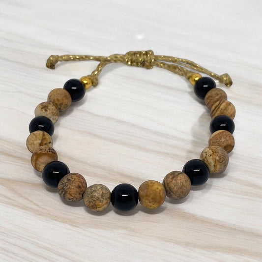 Bracelet homme - Jaspe mate, Onyx