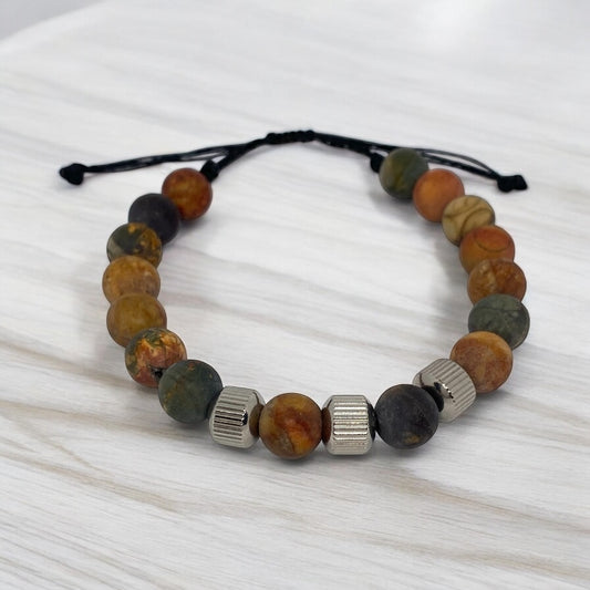 Bracelet homme - Jaspe mate, Acier