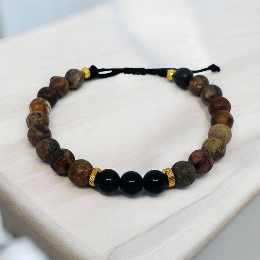 Bracelet homme - Jaspe, Onyx, Acier