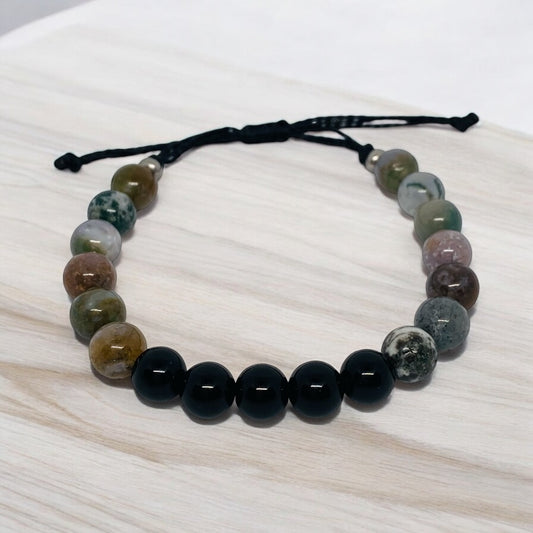 Bracelet homme - Agate, Onyx, Acier