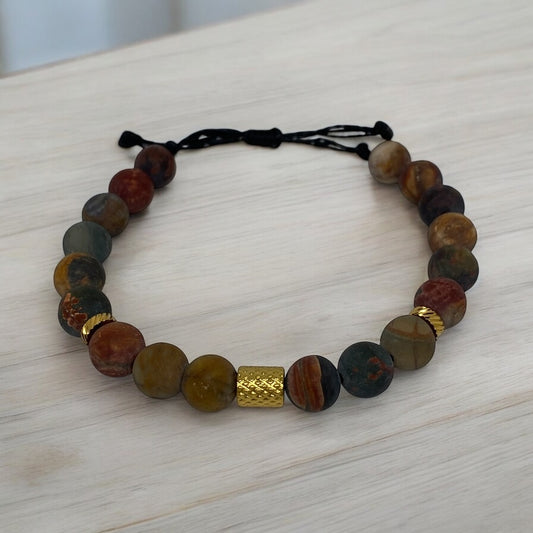 Bracelet homme - Jaspe mate, Acier