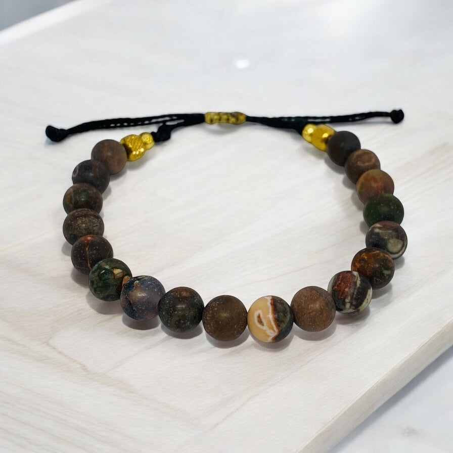 Bracelet homme - Jaspe mate, Acier