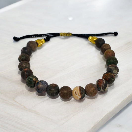 Bracelet homme - Jaspe mate, Acier