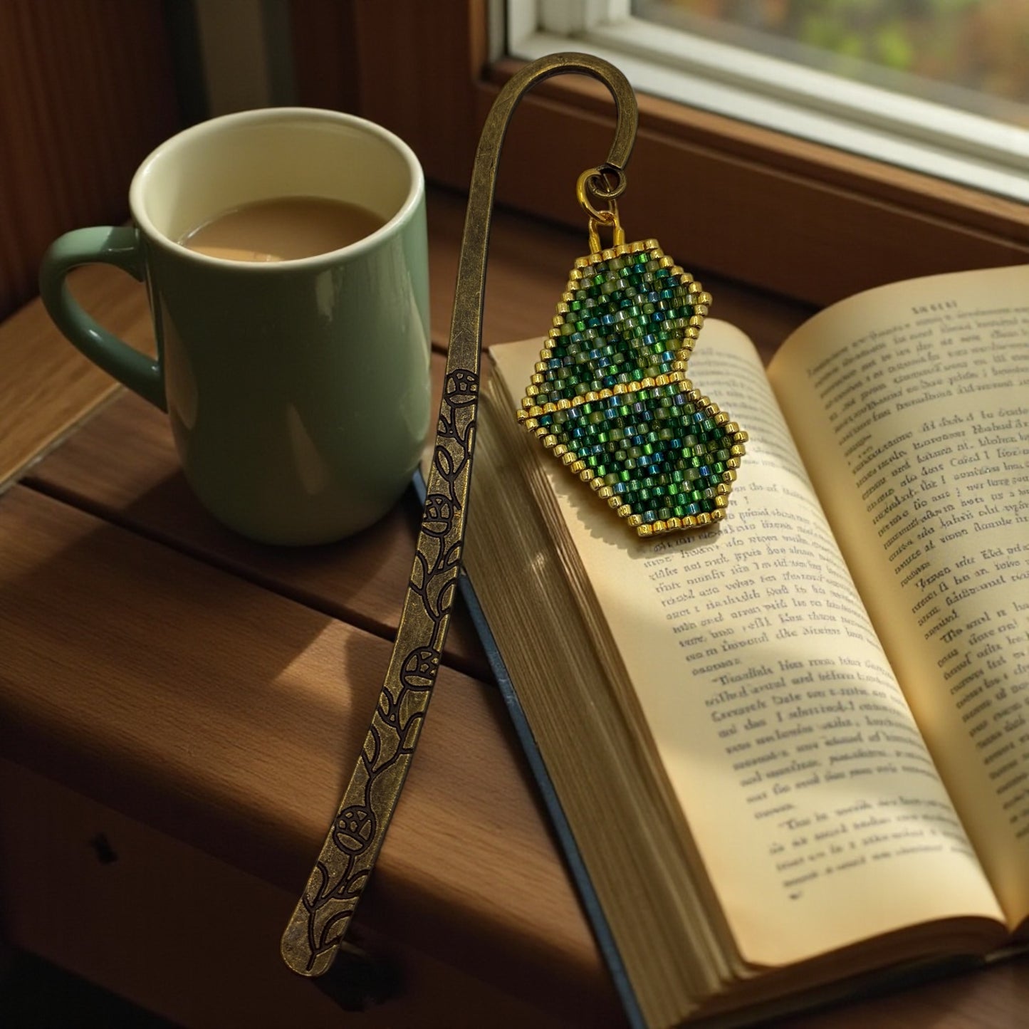 Marque-page coeur vert